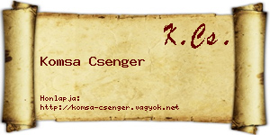 Komsa Csenger névjegykártya